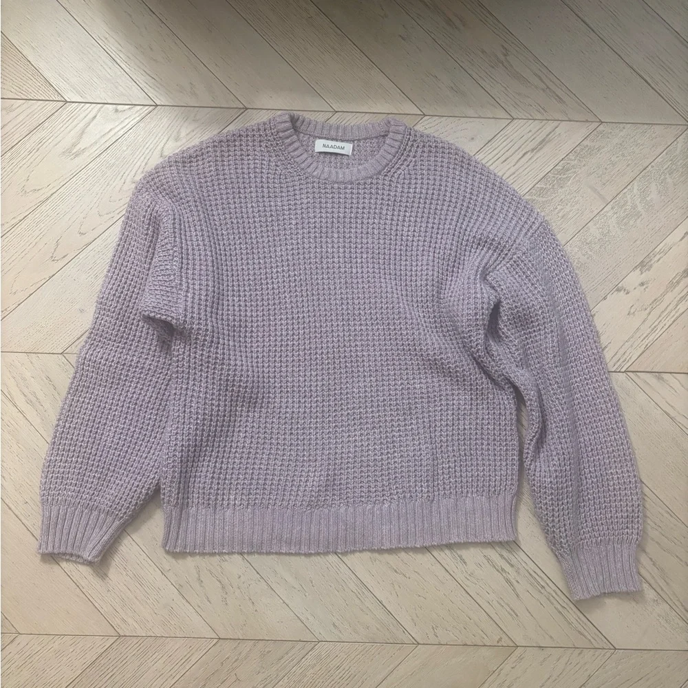 NWT NAADAM Oversized Waffle Crewneck Sweater - Picture 2 of 6